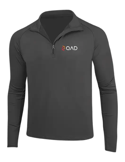 Charcoal Grey Sport Wick Stretch 1/4 Zip Pullover w/QAD Logo