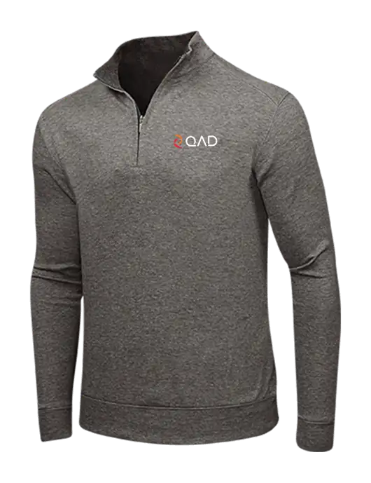 Charcoal Heather/Medium Heather Grey Interlock 1/4 Zip w/QAD Logo