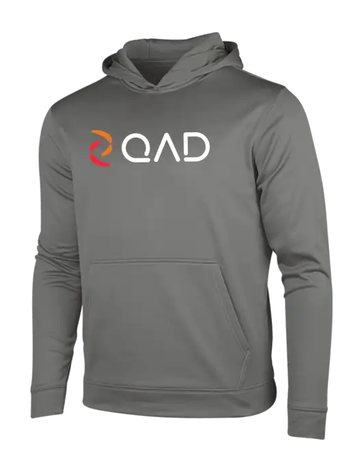 Dark Smoke Grey Sport-Wick Fleece Hooded Pullover w/QAD Logo