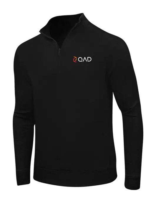 Deep Black/Charcoal Heather Interlock 1/4 Zip w/QAD Logo