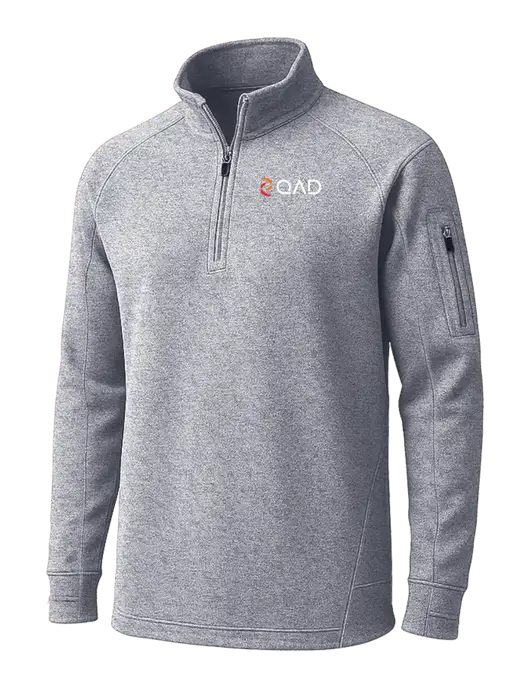 Grey Heather Tech Fleece 1/4 Zip Pullover w/QAD Logo
