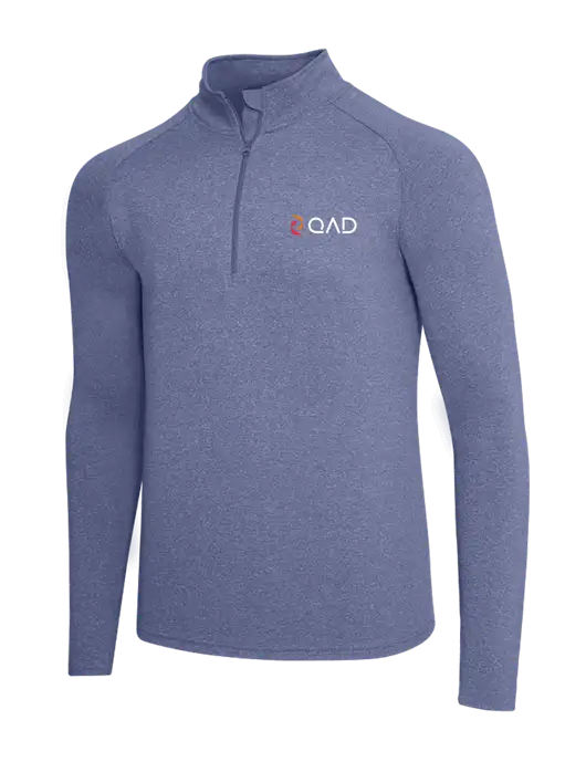Navy Heather Sport Wick Stretch 1/4 Zip Pullover w/QAD Logo