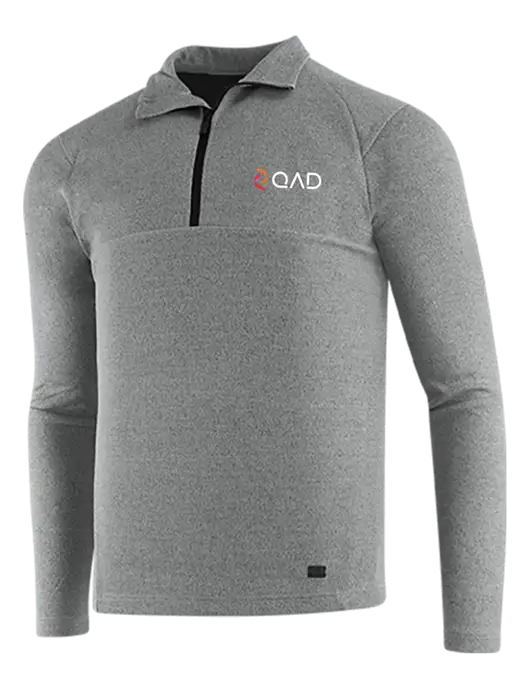 OGIO Petrol Grey Heather Transition 1/4 Zip Pullover w/QAD Logo
