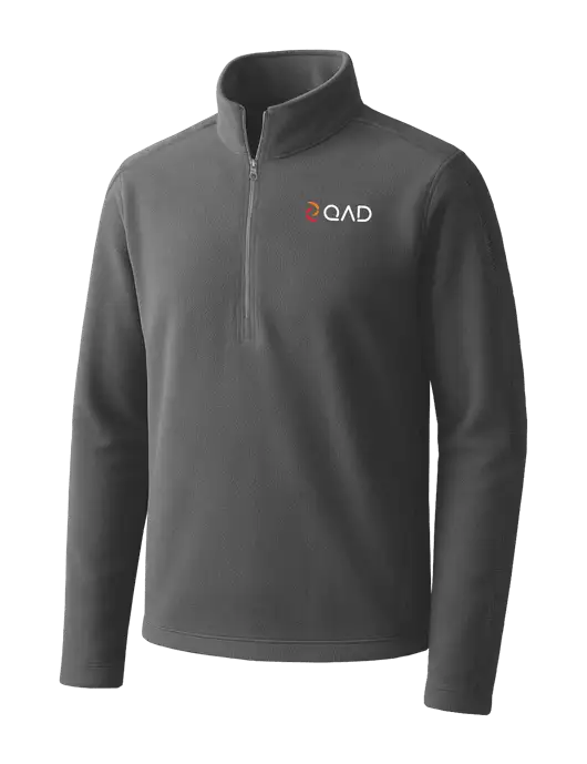 Medium Grey Microfleece 1/2 Zip Pullover w/QAD Logo