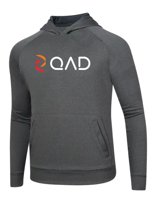 Tech Graphite Heather Fleece Hooded Sweatshirt w/QAD Logo