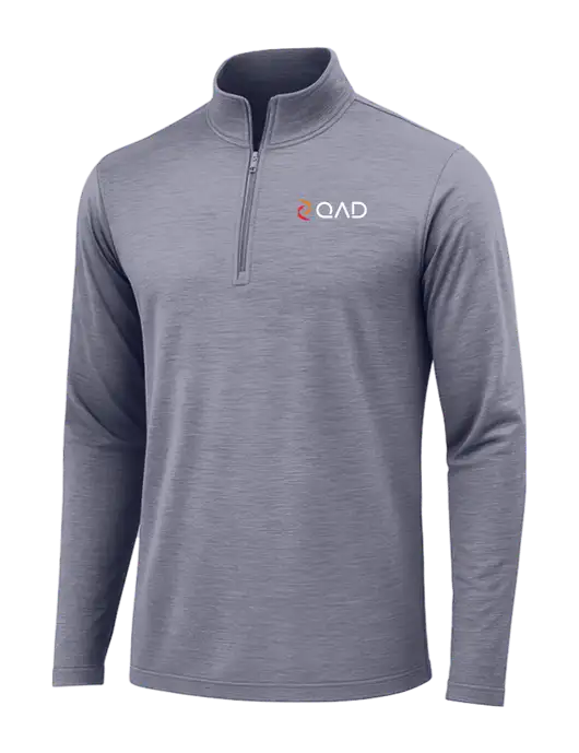 True Navy Heather Posicharge Tri-Blend Wicking 1/4 Zip Pullover w/QAD Logo