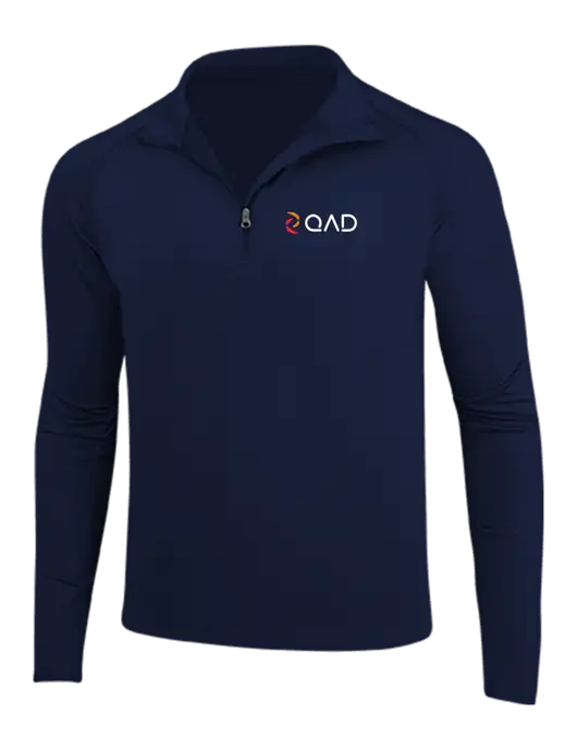 Navy Sport Wick Stretch 1/4 Zip Pullover w/QAD Logo