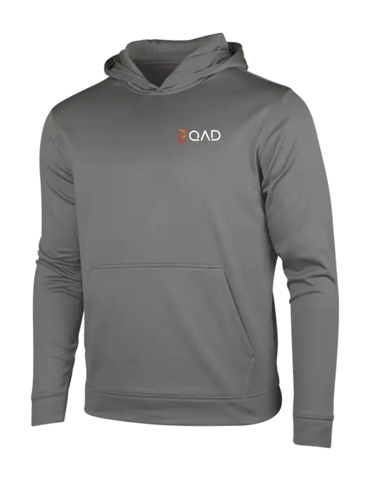Dark Smoke Grey Sport-Wick Fleece Hooded Pullover w/QAD Logo