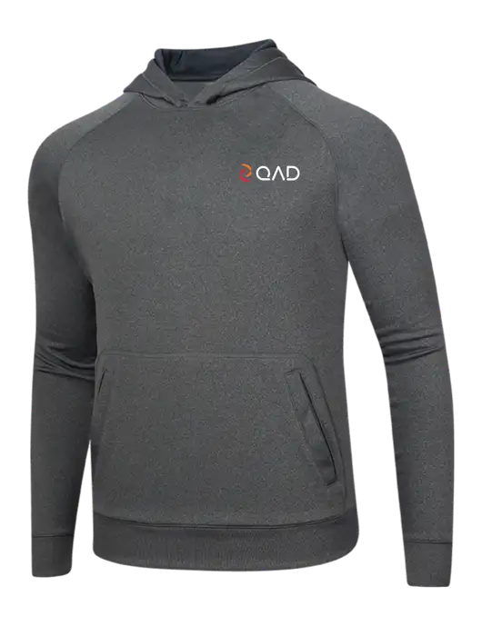 Tech Graphite Heather Fleece Hooded Sweatshirt w/QAD Logo