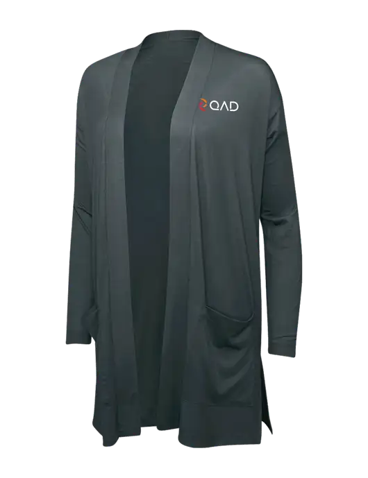 Smoke Grey Womens Concept Long Pocket Cardigan w/QAD Logo