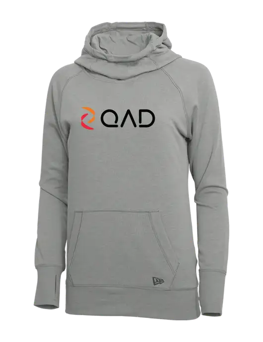 New Era Shadow Grey Heather Womens Tri-Blend Fleece Pullover Hoodie w/QAD Logo