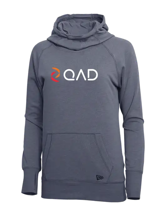 New Era True Navy Heather Womens Tri-Blend Fleece Pullover Hoodie w/QAD Logo