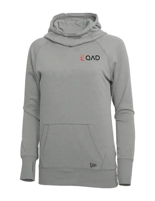 New Era Shadow Grey Heather Womens Tri-Blend Fleece Pullover Hoodie w/QAD Logo