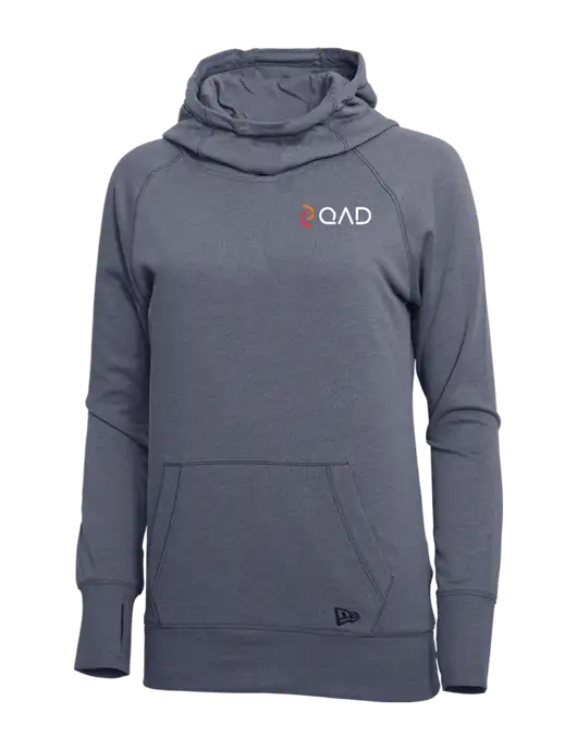 New Era True Navy Heather Womens Tri-Blend Fleece Pullover Hoodie w/QAD Logo