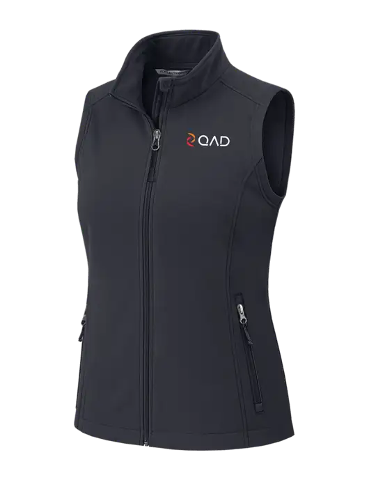 Charcoal Grey Womens Core Soft Shell Vest w/QAD Logo