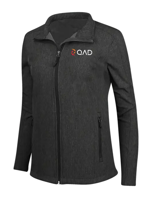 Black Charcoal Heather Womens Core Soft Shell Jacket w/QAD Logo