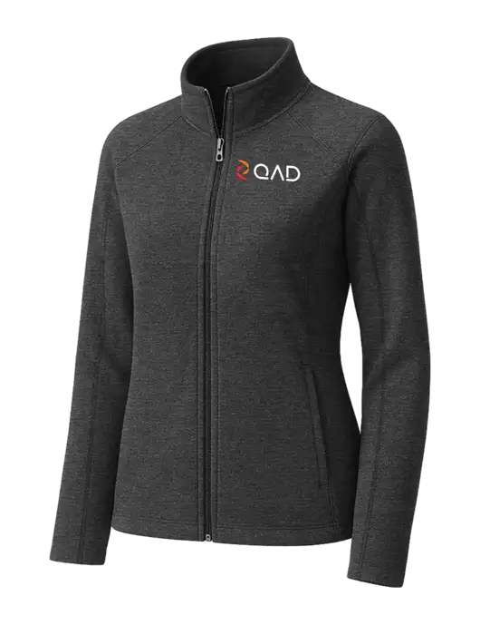 Charcoal Womens Heather Microfleece Full-Zip Jacket w/QAD Logo