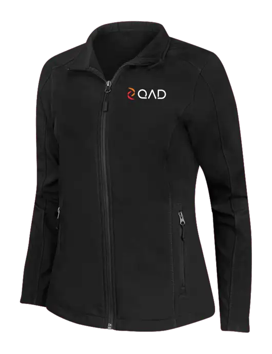 Black Womens Core Soft Shell Jacket w/QAD Logo