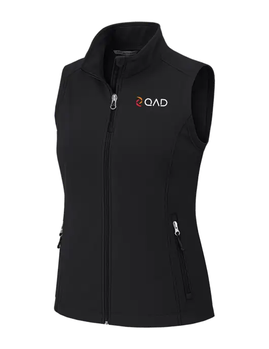 Black Womens Core Soft Shell Vest w/QAD Logo