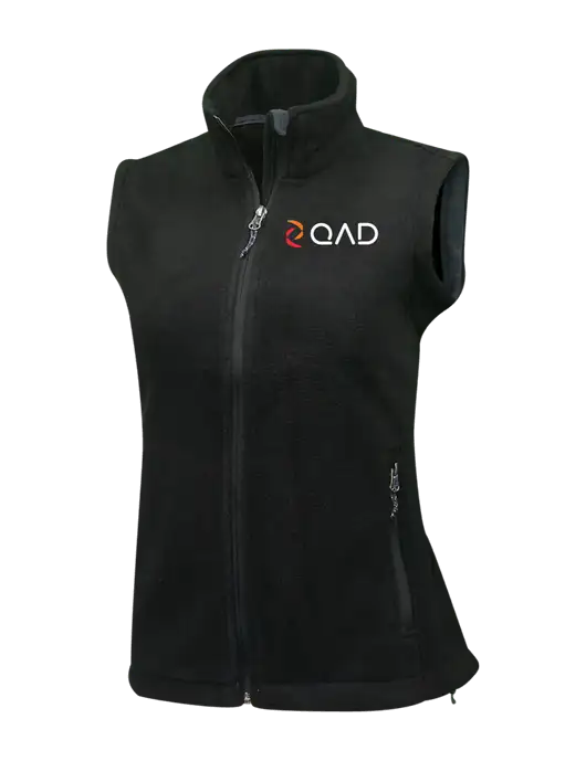 Womens Black Fleece Vest w/QAD Logo
