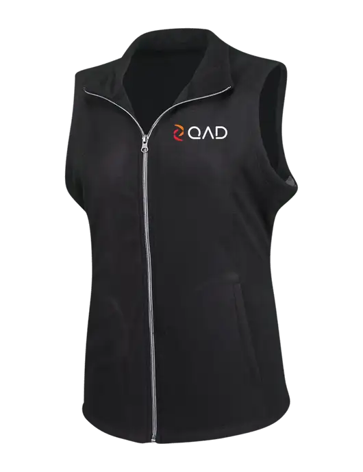 Black Womens Microfleece Vest w/QAD Logo