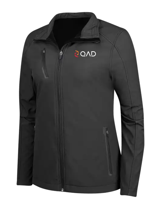 Black Womens Welded Softshell Jacket w/QAD Logo