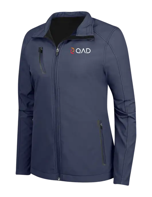 Navy Womens Welded Softshell Jacket w/QAD Logo