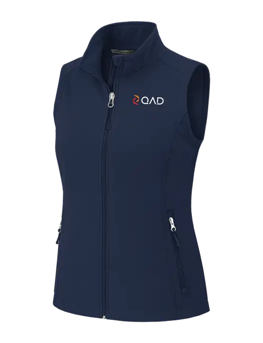 Navy Womens Core Soft Shell Vest w/QAD Logo