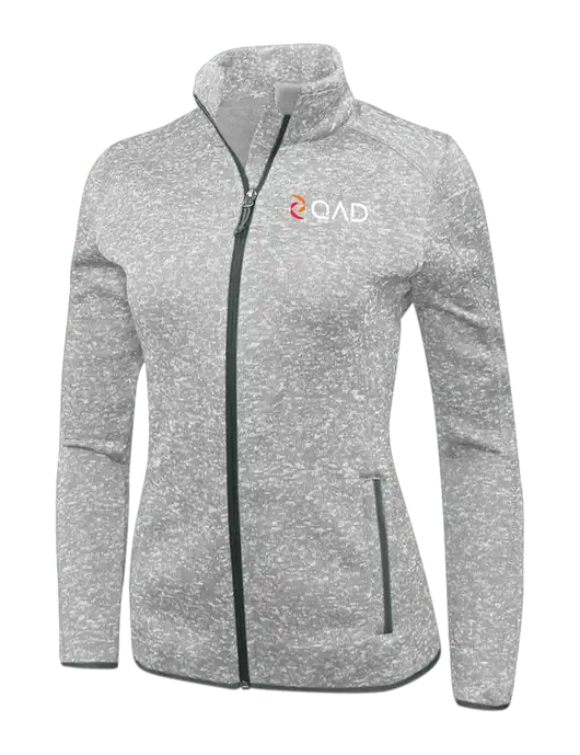 Grey Heather Womens Sweater Fleece Jacket w/QAD Logo