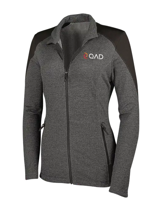 Medium Grey Heather Womens Grid Fleece Jacket w/QAD Logo