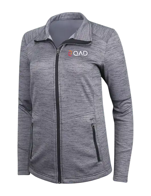 Medium Grey Womens Digi Stripe Fleece Jacket w/QAD Logo