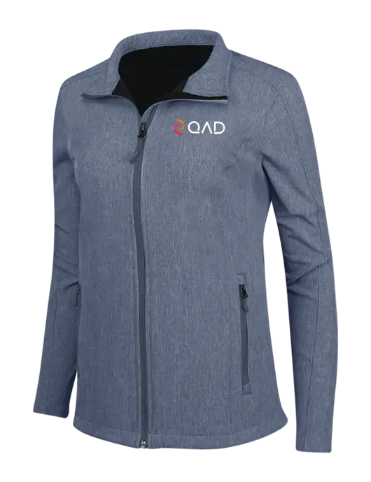 Navy Heather Womens Core Soft Shell Jacket w/QAD Logo