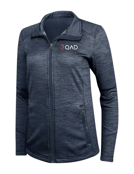 Navy Womens Digi Stripe Fleece Jacket w/QAD Logo