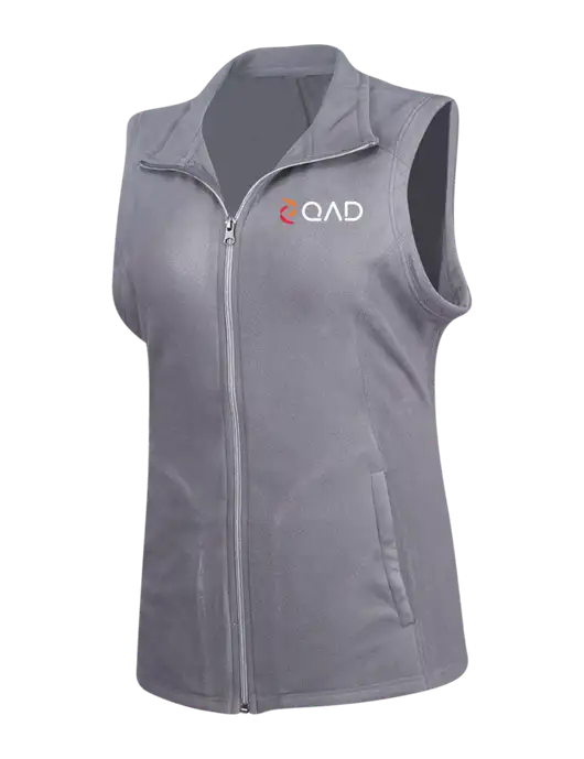 Medium Grey Womens Microfleece Vest w/QAD Logo