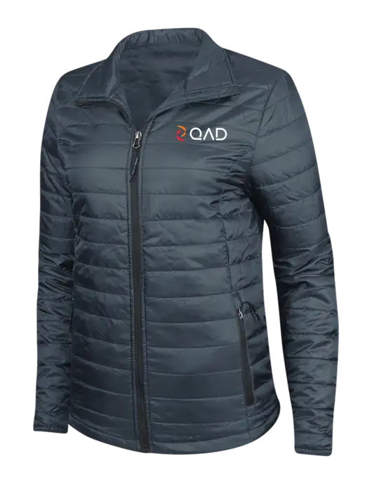 Navy Womens Puffy Packable Jacket w/QAD Logo