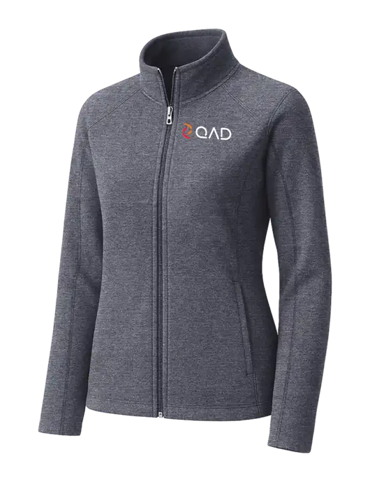 Light Navy Heather Womens Microfleece Full-Zip Jacket w/QAD Logo