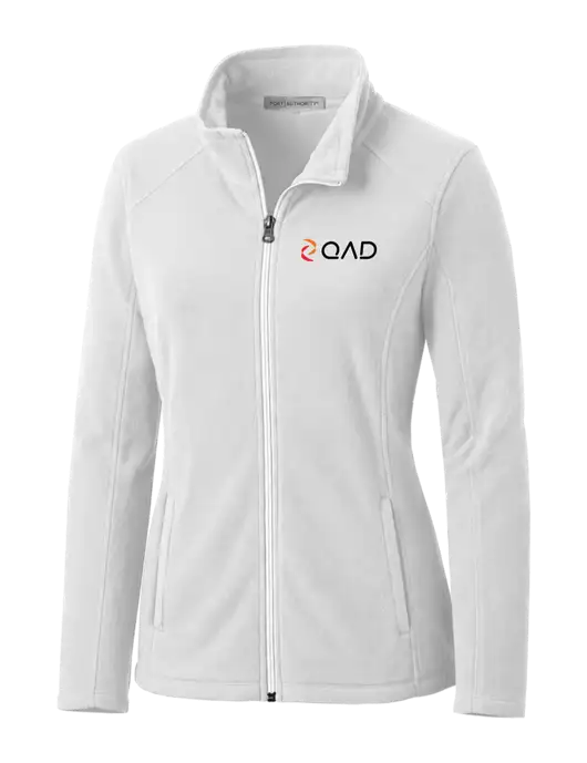 White Womens Microfleece Jacket w/QAD Logo