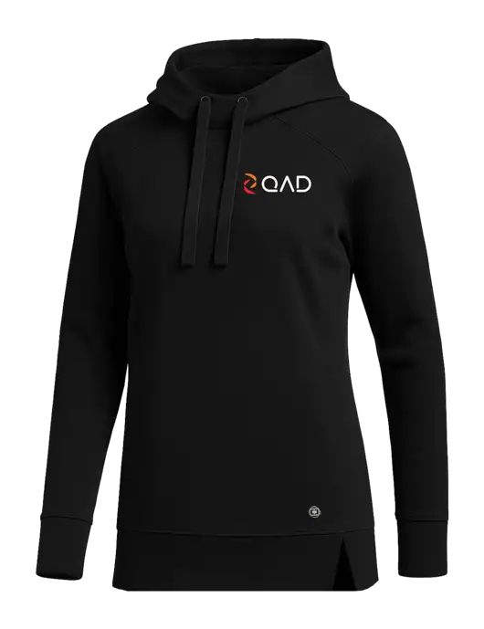 OGIO Black Womens Luuma Pullover Fleece Hoodie w/QAD Logo